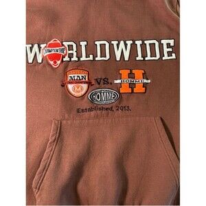 Man Worldwide Championship Brown Hoodie for Men - Size Large